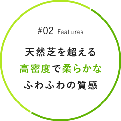 ＃02　Features　天然芝を超える高密度で柔らかなふわふわの質感